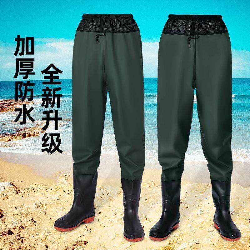 加厚耐磨下水裤半身防水衣雨裤抓鱼全身男女连身超轻钓鱼裤下海防