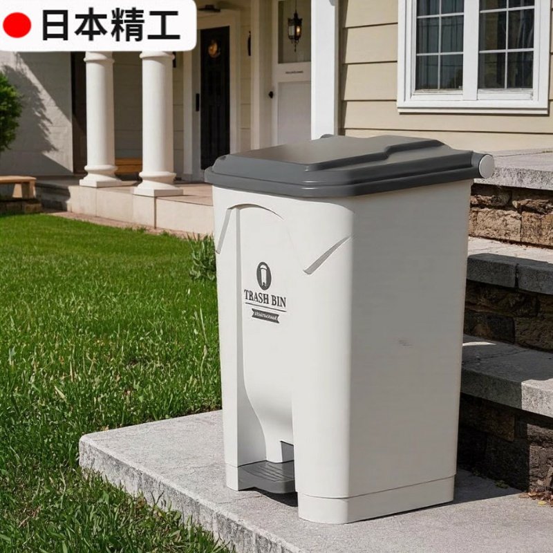日本别墅庭院社区垃圾桶大容量大号带盖脚踏脚踩厨房家用新款户外