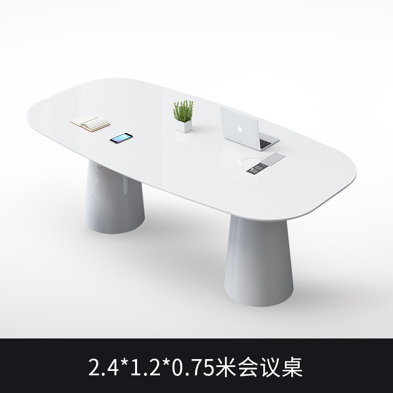 新品邁臣辦公室i會議桌白色烤漆B洽談桌橢圓形會客桌辦公桌小會議