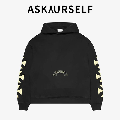 ASKAURSELF黑色撞色袖元素卫衣