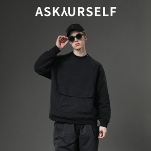 ASKYURSELF进化者卫衣A字领口斜拉链2025春季新款圆领卫衣