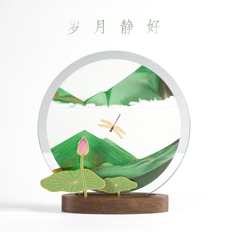 马鹿流沙画荷花古风新中式摆件桌面茶桌装饰小众生日礼物女士老师图片