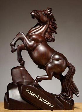 乌木马雕刻饰品实木十二生肖木马成功吉祥物家居装饰工艺品