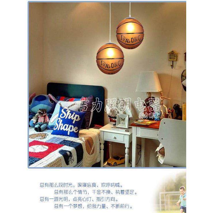 创意篮球足球吊灯个性造型餐厅吧台儿童房卧室床头店铺圆球形玻璃