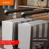 拉出滑轨 轨与挂钩阻尼缓冲器垂直顶部安装 多功能裤 架衣柜伸缩裤