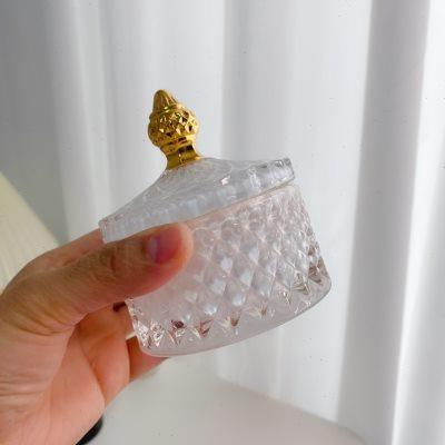 ins浮雕水晶钻石储物罐首饰罐糖果收纳罐子香薰蜡烛黑白罗马摆件