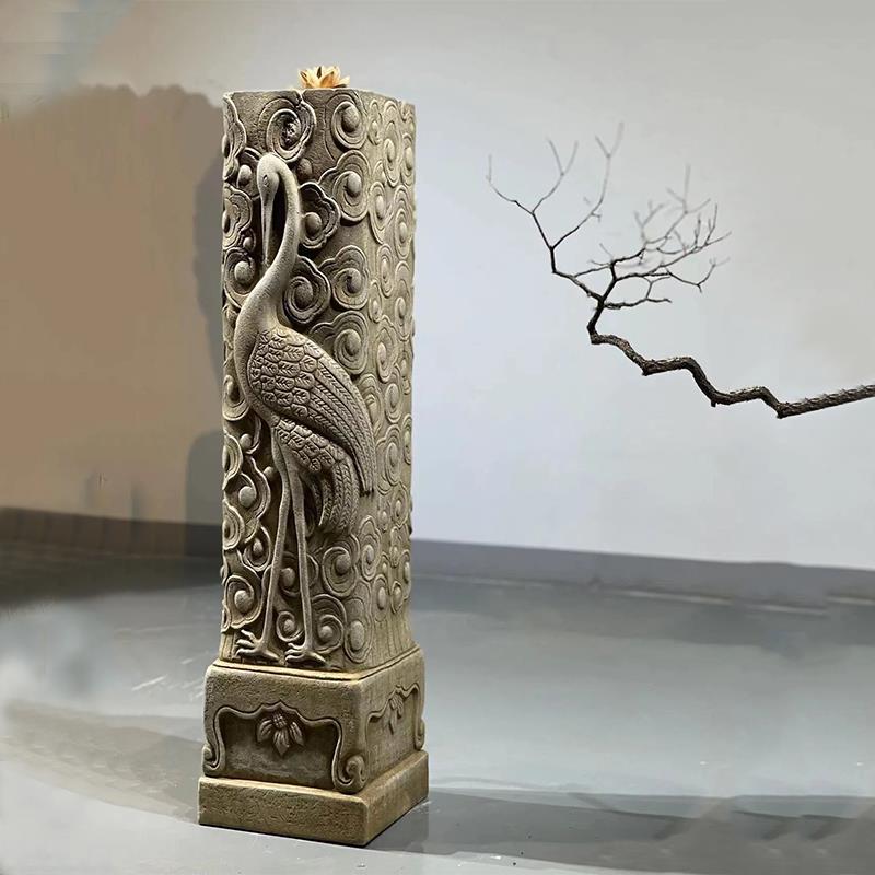 汉白玉摆件展示柱拴马桩庭院栓马桩石墩底座花架户外仿古祥云石柱