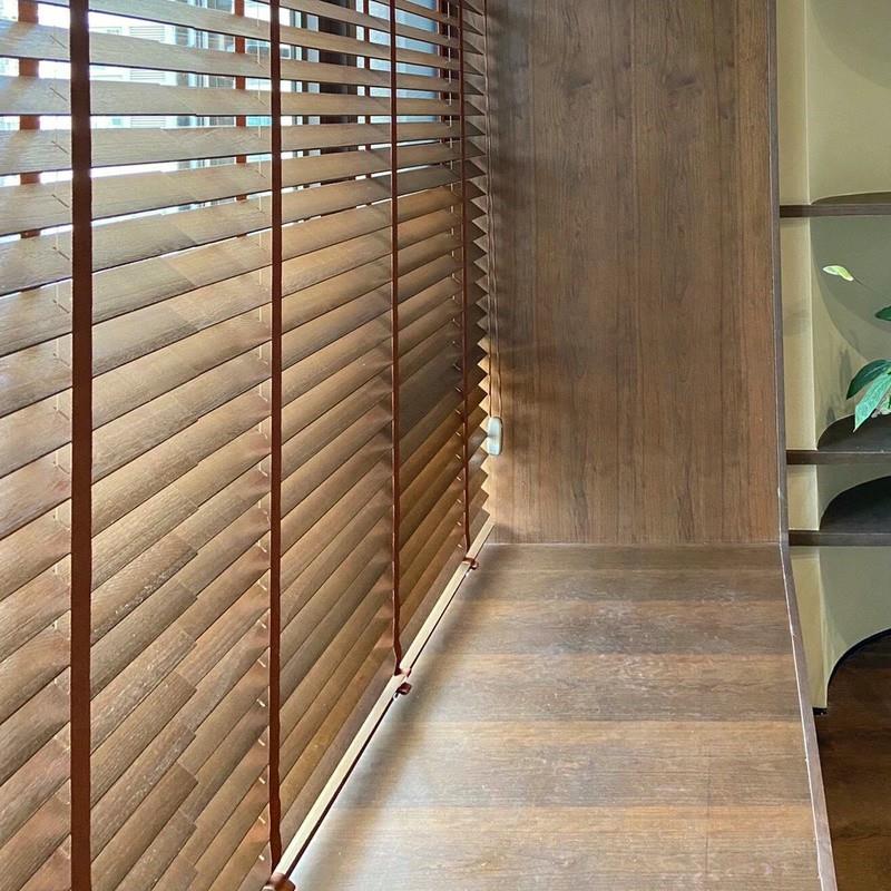 高端实木百叶窗帘书房客厅办公室餐厅卧室木质遮光升降帘智能电动
