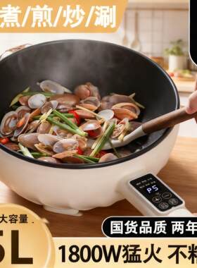 电炒菜炒锅家用多功能不沾电煮锅多功能火锅宿舍学生小型蒸煮煎炒