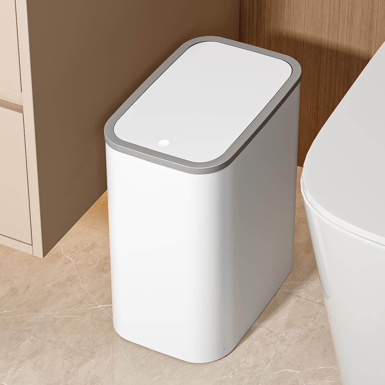 卫生间垃圾桶家用2024新款带盖夹缝客厅厨房专用厕所纸篓卫生桶