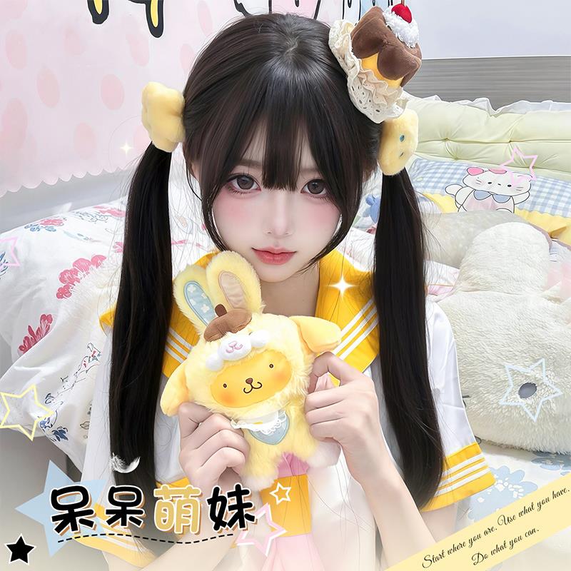 假发女双马尾Lolita黑长直空气刘海jk甜妹日常彷真长发自然全头套