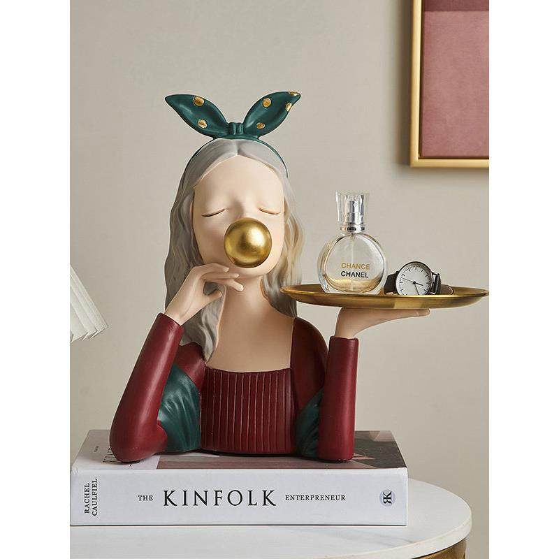 泡泡女孩托盘摆件创意家居饰品玄关摆件乔迁新居礼物北欧轻奢收纳,家居饰品,装饰摆件,淘宝优惠券,粉丝福利购,淘宝优惠卷