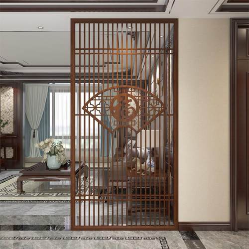 新中国风实木屏风客厅入口门阻挡装饰入口门扇祝福字镂空隔断