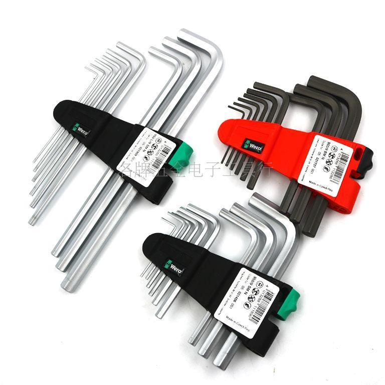 促销德国WERA维拉英公制短柄加长平头内六角扳手套装 950/9L1.5-1