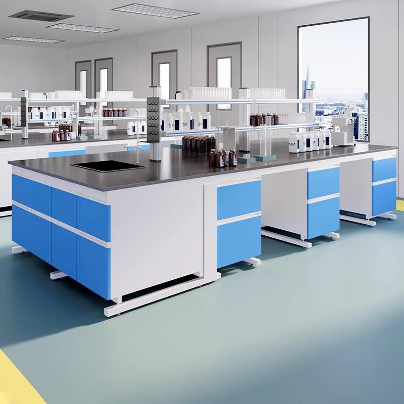 实验室工作台钢木中央台全钢边台定制化验室pp试验桌操作台实验台