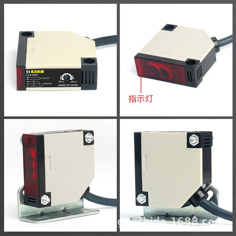 E3JK-R4M1j回归镜面反射方形光电开关传感器12V24V220V反光板开关