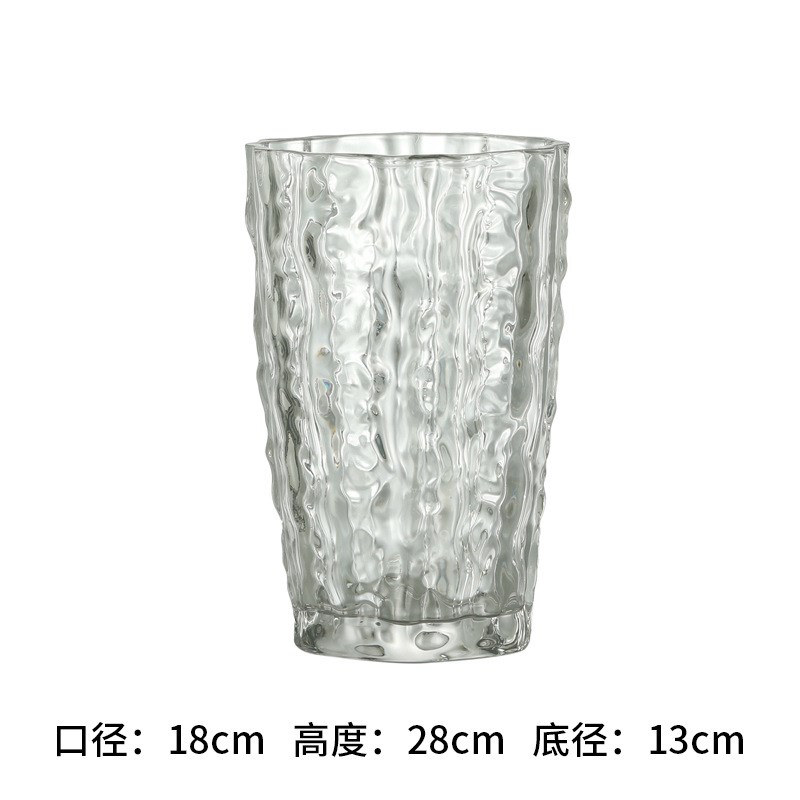 欧式简约大口径水晶花瓶玻璃透明水培干花百合插花V器餐桌装饰摆