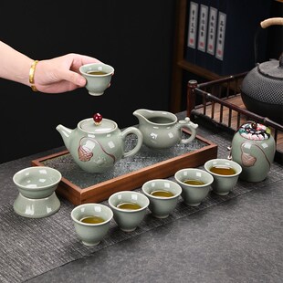 整套家用办公室哥窑陶瓷公司活动商务礼品伴手 高档功夫茶具g套装