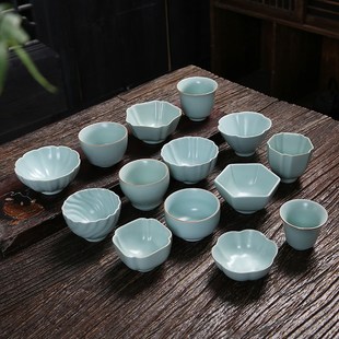 哥窑汝窑开c片茶杯茶具小号主人杯泡茶壶单杯陶瓷功夫茶品茗杯茶