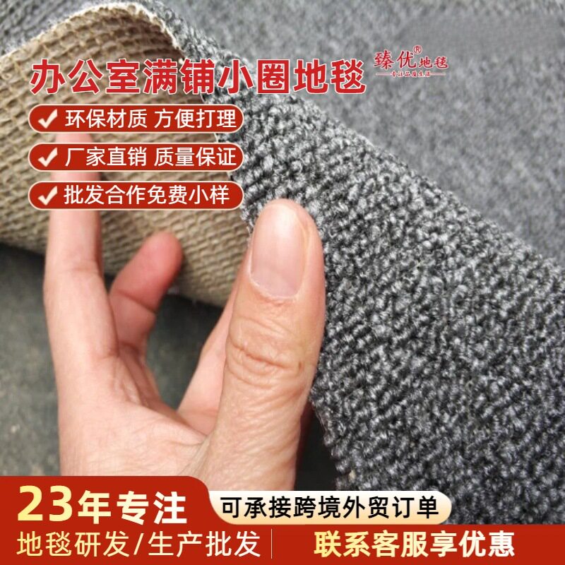 办公室地毯大面积商用满铺整卷舞蹈卧室客厅家用全铺纯色圈绒地毯
