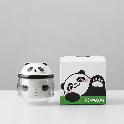 熊猫陶瓷泡茶杯办公室创意带盖杯子茶水分离杯现货可定制