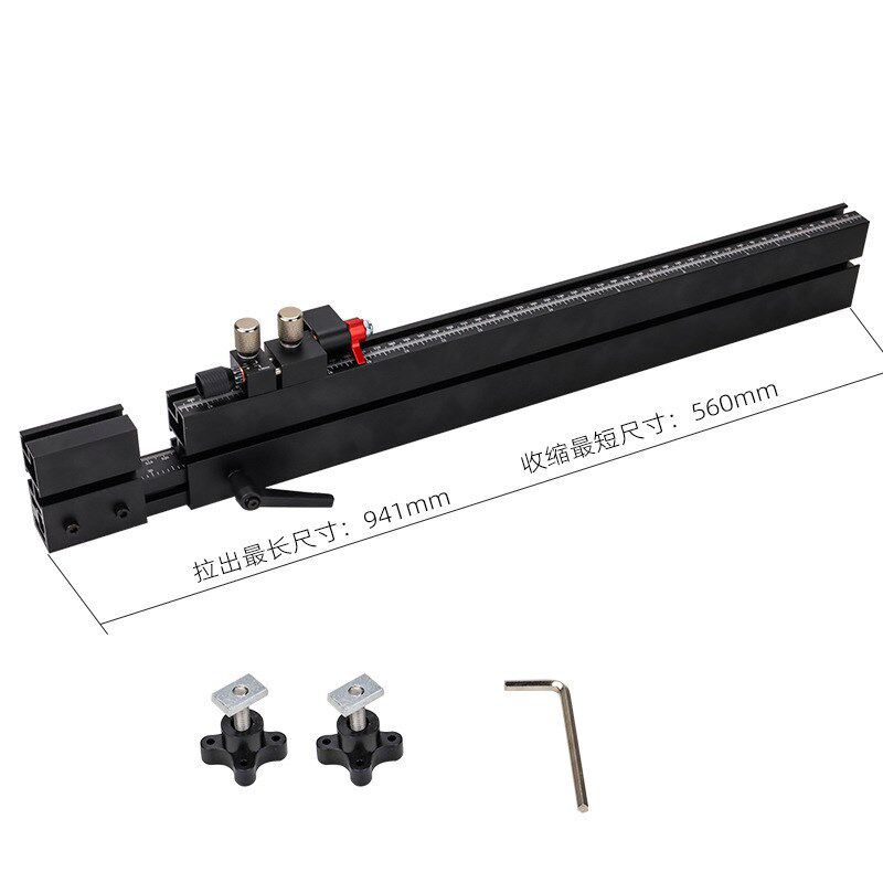 铝合金T型滑槽轨道可调伸缩靠山台锯推把N斜切规木工桌倒装型材