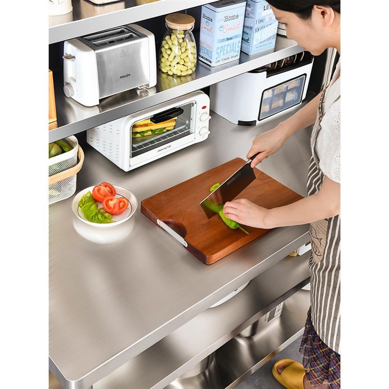 工作台商用不锈钢三层s厨房操作台桌子打荷台加厚台面案板