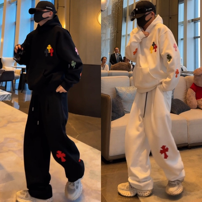 秋季休闲套装男连帽套头卫衣