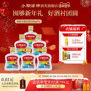小糊涂仙炫彩小仙酒52度100ml*6瓶浓香型白酒裸瓶装