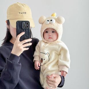 婴儿帽子秋冬季超萌搞怪小月龄针织帽冬季新生儿护耳帽宝宝毛线帽