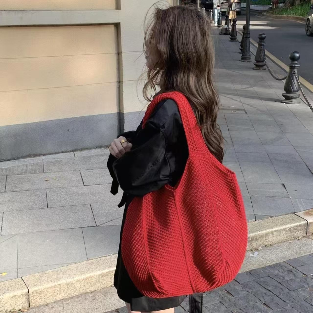 镂空休闲编织复古大容量手提包女