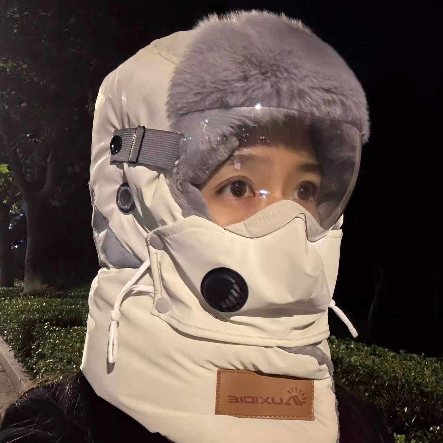 电动车帽子秋冬加绒加厚防风防雨