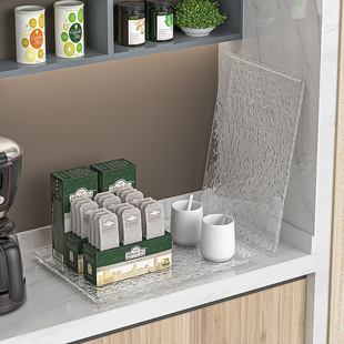 冰川纹茶盘托盘家用放茶杯水杯茶盘塑料客厅茶几杯子长方形水果盘