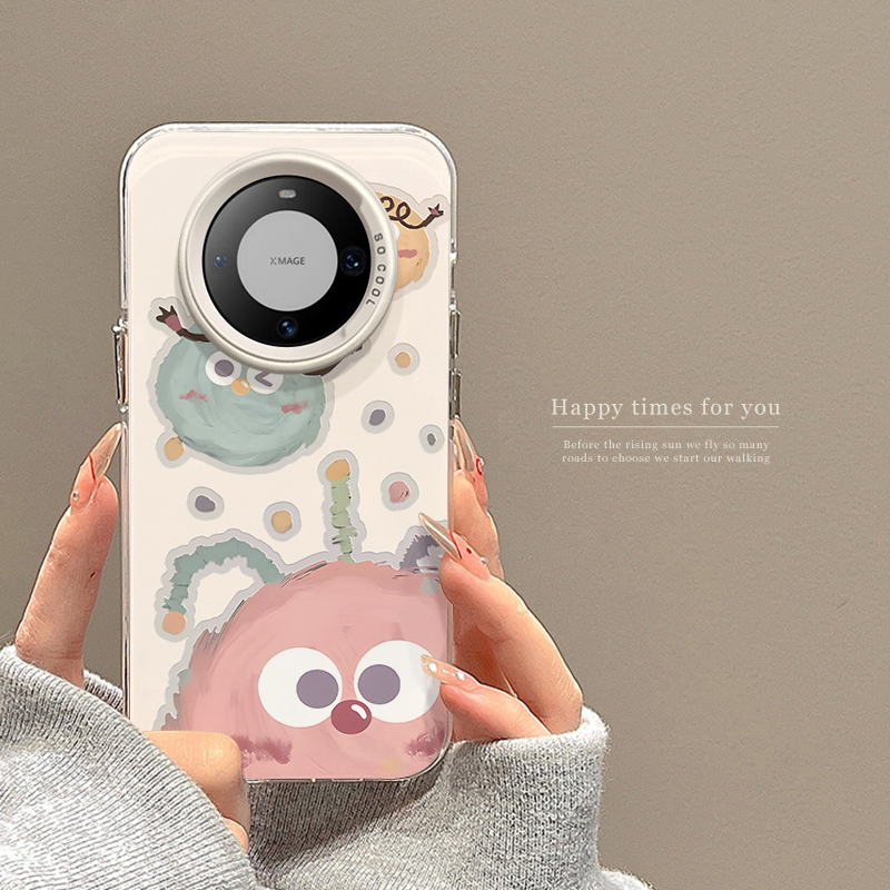 适用华为mate60pro手机壳粉色小怪兽新款mate50pro保护套可爱mt40e全包防摔pura70pro硅胶高级感m30pro网红女