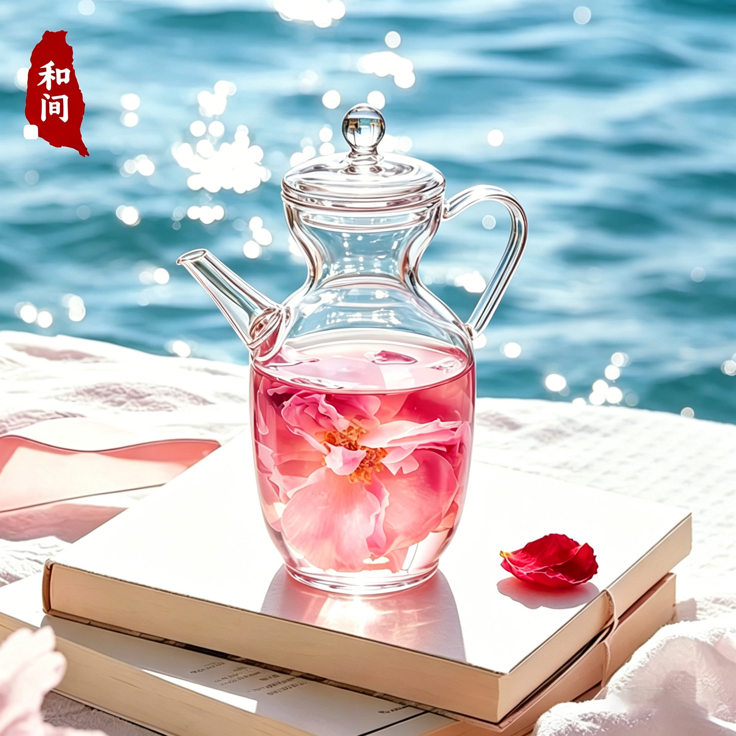 高硼硅仿宋手执玫瑰花茶壶图片