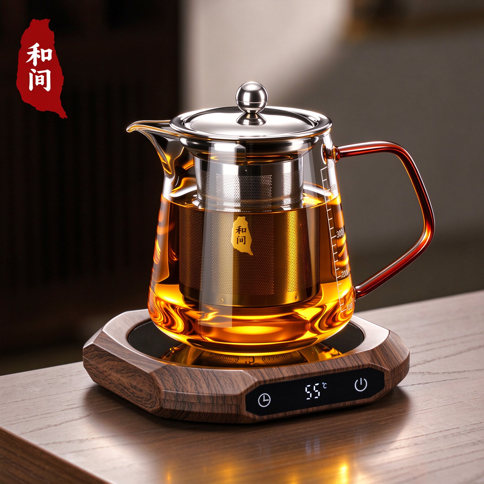 高硼硅玻璃公道杯新款带刻度304不锈钢双胆过滤耐高温煮茶器泡茶