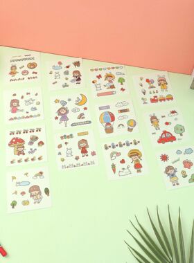 平张防水pvc卡通人物水杯贴画 DIY手账相册装饰咕卡贴纸