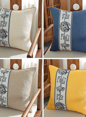 轻奢新中式抱枕沙发客厅中国风靠垫套结婚红色靠枕套亚麻棉麻床头