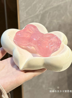 卫生间轻奢陶瓷皂碟颜值创意云朵洗手台不积水家用香皂盒跨境