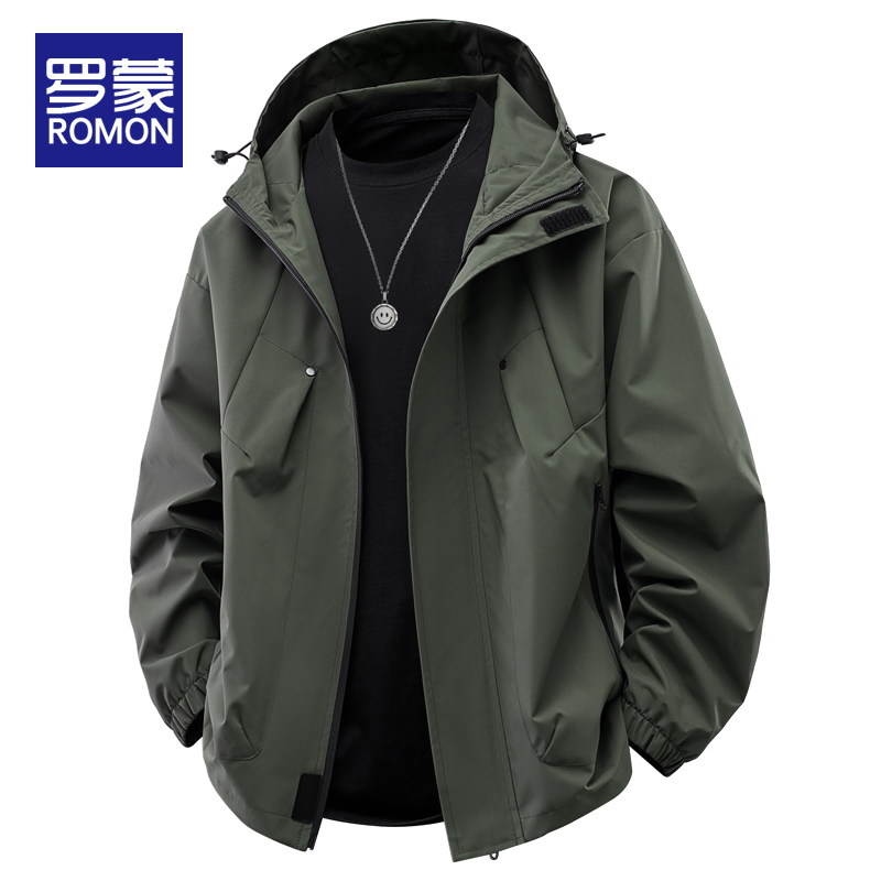 罗蒙连帽外套秋冬工装男士夹克