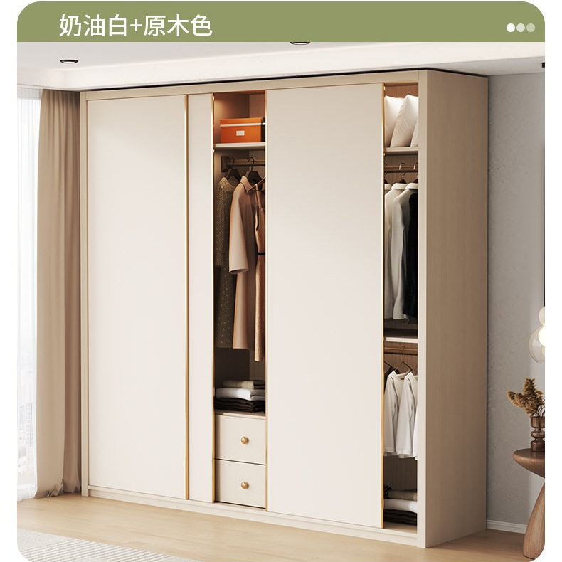 定 制ENF级实木推拉门衣柜家用卧室欧松板组移门小户型滑门大衣橱