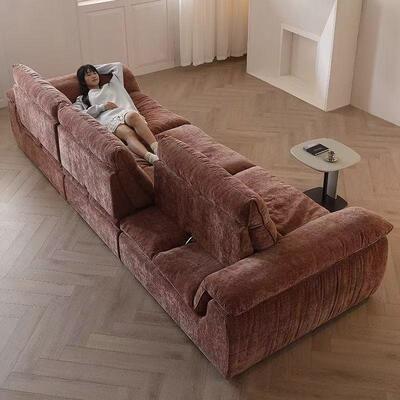 意式雪尼尔云朵帆船甜BSF-34子布艺沙发客柿靠厅可调节背排功直能