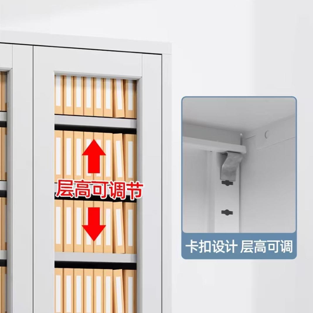 钢制工办否公室书柜文件柜铁皮矮柜资密料码证带锁凭档案员更衣柜