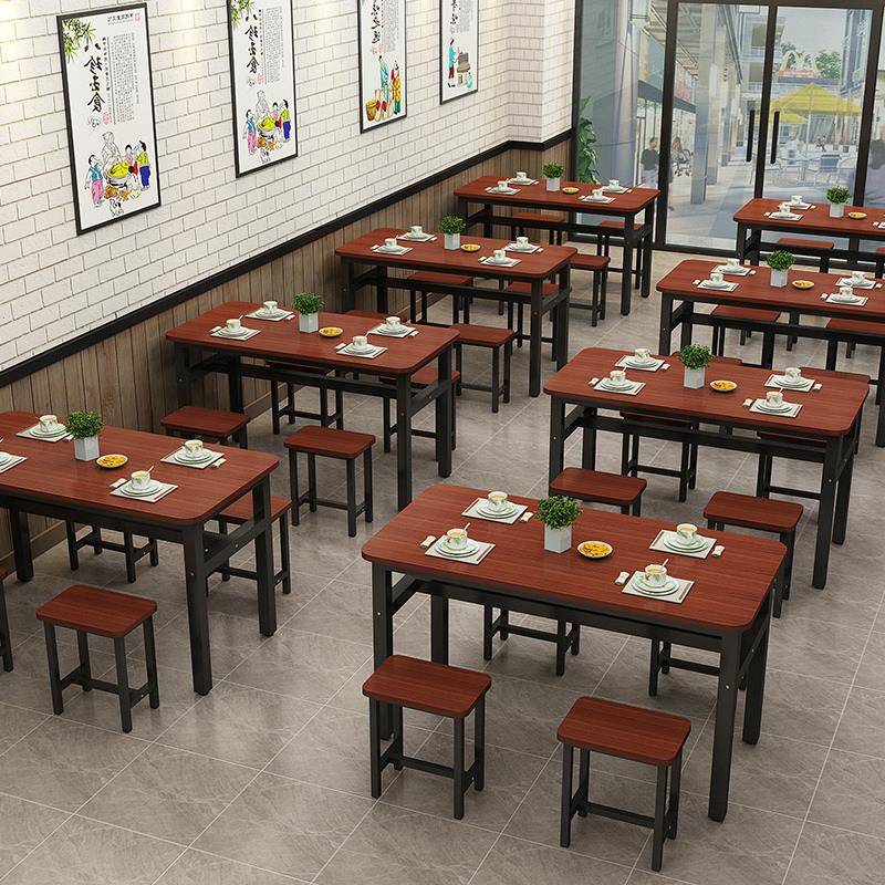 饭店桌椅组合简易长方形现代简约家餐吃饭快餐用111小吃店桌商何