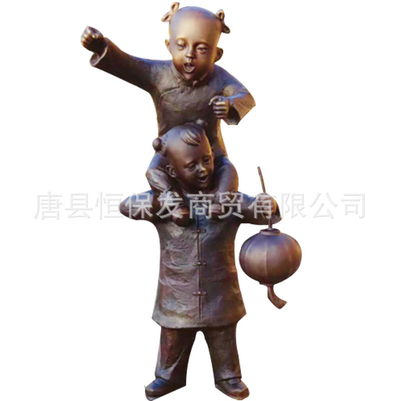 童趣人物铜雕塑园林景观摆件