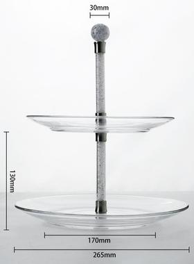 式圆层形茶三层高脚透明OH19009蛋糕盘家用多客欧厅几水晶点心甜