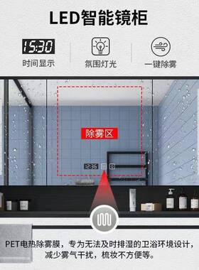 洗手间实箱木浴室智卫能柜单独挂镜墙式厕所防水UDD储物镜生间梳