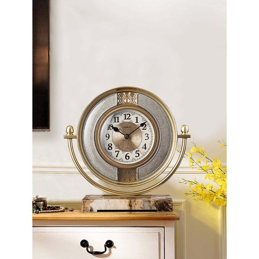 RIT复古0家欧式座摆件老旧石英钟钟表摆放用台钟客厅台式美XOK式