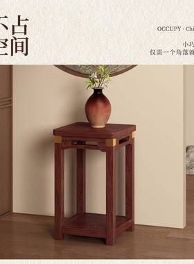 LEU实木花台新中式花架子客厅花落式双地层置绿物架植盆摆放架鱼