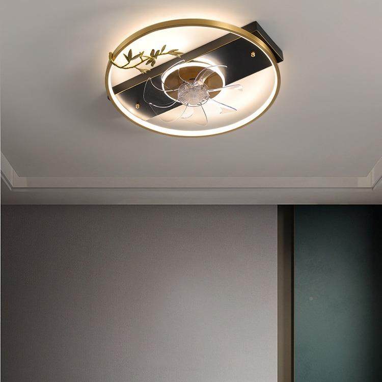 新中式吸顶扇灯ZFS现代式餐厅电风风一体吸顶灯房间主卧电中扇风